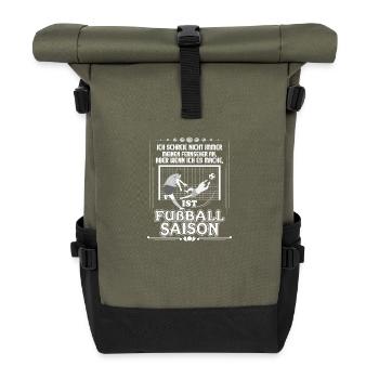 Fussball Saison - Fernseher anschreien - Rolltop Rucksack - Olive/Schwarz - Vorne
