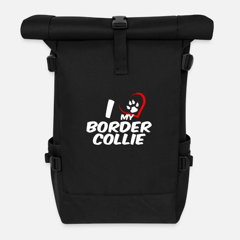 j'aime mon border collie - Sac à dos roll top - noir