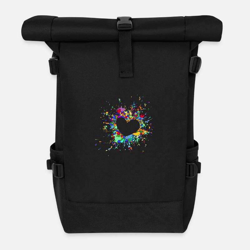 My heart explodes for you - Roll Top Backpack - black