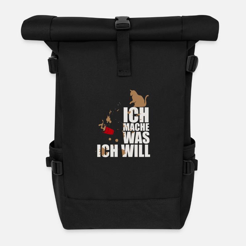 ICH MACHE WAS ICH WILL! KATZE - Rolltop Rucksack - Schwarz