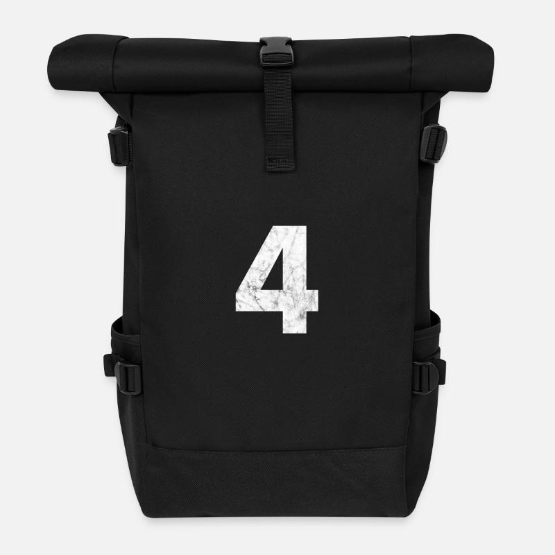Number 4, number 4, 4, four, number four, four - Roll Top Backpack - black