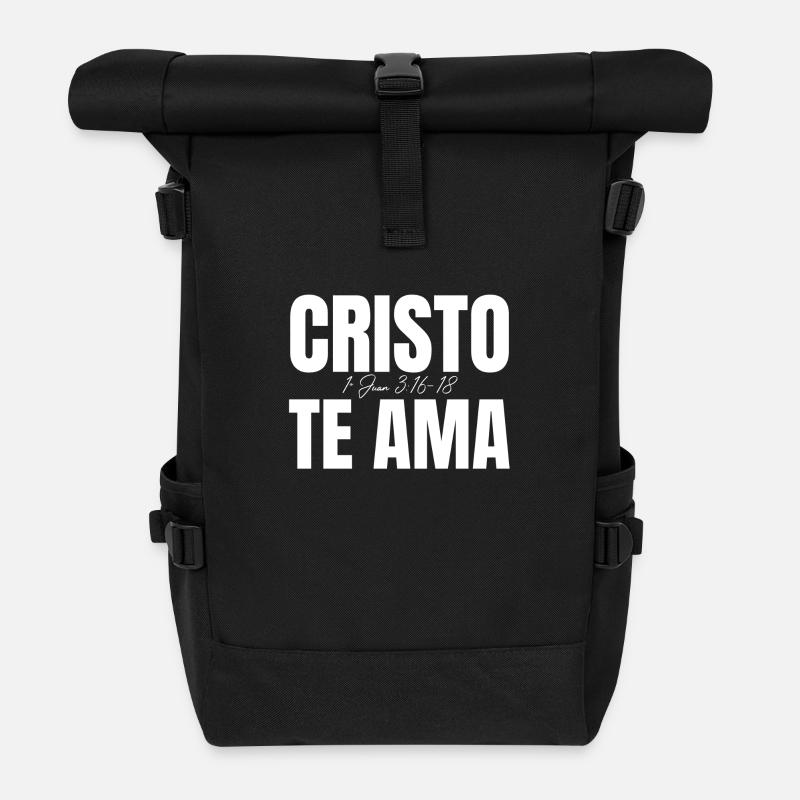 Christus liebt dich (weiß) - Rolltop Rucksack - Schwarz