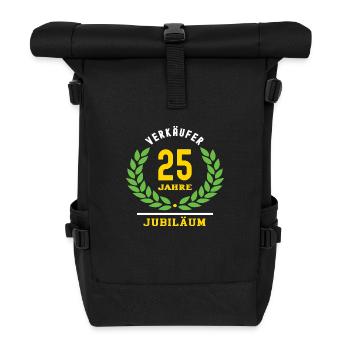 Verkäufer Jubiläum 25 Jahre 25 jähriges Jubilaeum - Rolltop Rucksack - Schwarz - Vorne