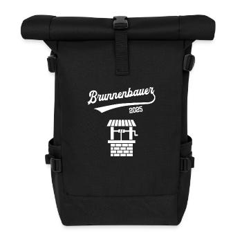 Brunnenbauer 2025 Ausbildung Beruf Brunnenbau - Rolltop Rucksack - Schwarz - Vorne