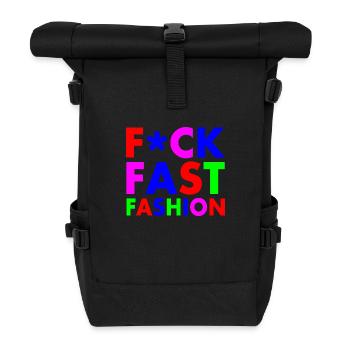 Fuck fast fashion - Rolltop Rucksack - Schwarz - Vorne