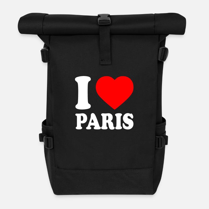 I love paris - Sac à dos roll top - noir