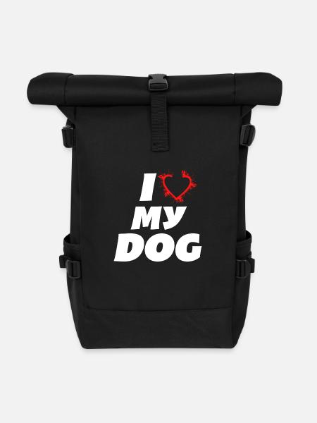 I love my dog Ich Liebe meinen Hund Hundefreund - Rolltop Rucksack - Schwarz
