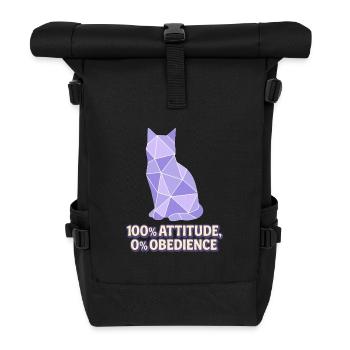 Chat géométrique – 100% Attitude - Sac à dos roll top - noir - Devant