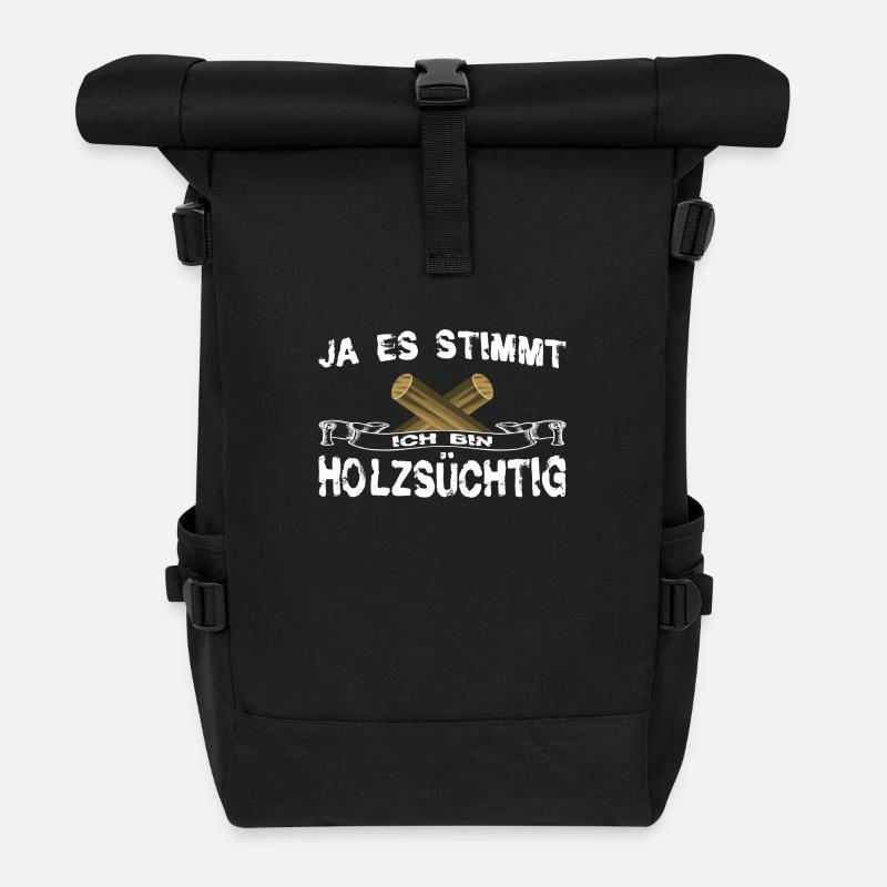 Holz - Holzsüchtig - Rolltop Rucksack - Schwarz