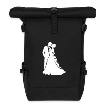 Bride Groom Newlyweds Wedding - Roll Top Backpack - black - Front