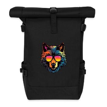Wolf Kopf Porträt Cool - Rolltop Rucksack - Schwarz - Vorne
