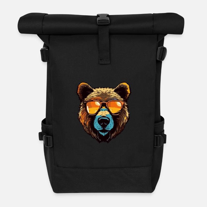 Portrait Tête D’ours Cool - Sac à dos roll top - noir