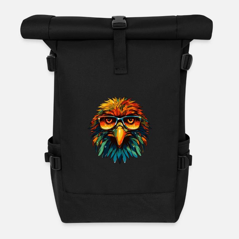 Adler Kopf Porträt Cool - Rolltop Rucksack - Schwarz