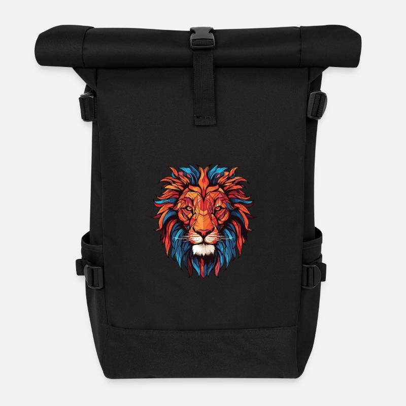 Löwe Porträt - Rolltop Rucksack - Schwarz