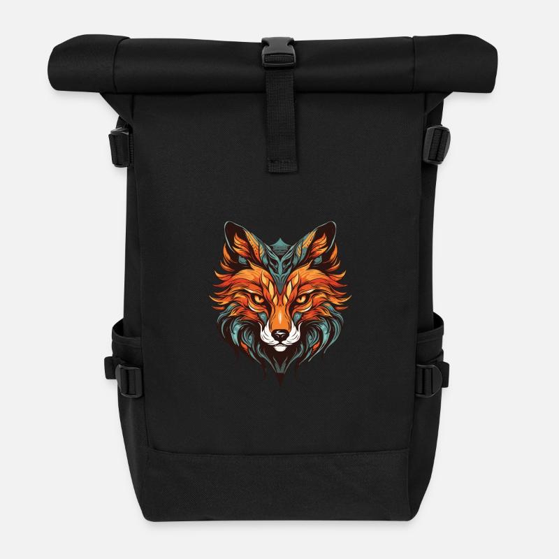 Fuchs Porträt - Rolltop Rucksack - Schwarz
