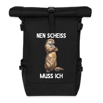 Otter Fischotter Nen scheiss muss ich Wildnis Wald - Rolltop Rucksack - Schwarz - Vorne