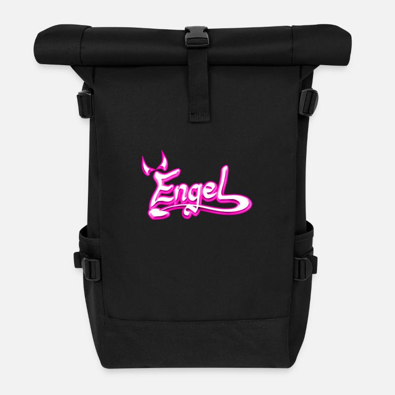 Engel pink,Geschenkidee - Rolltop Rucksack - Schwarz