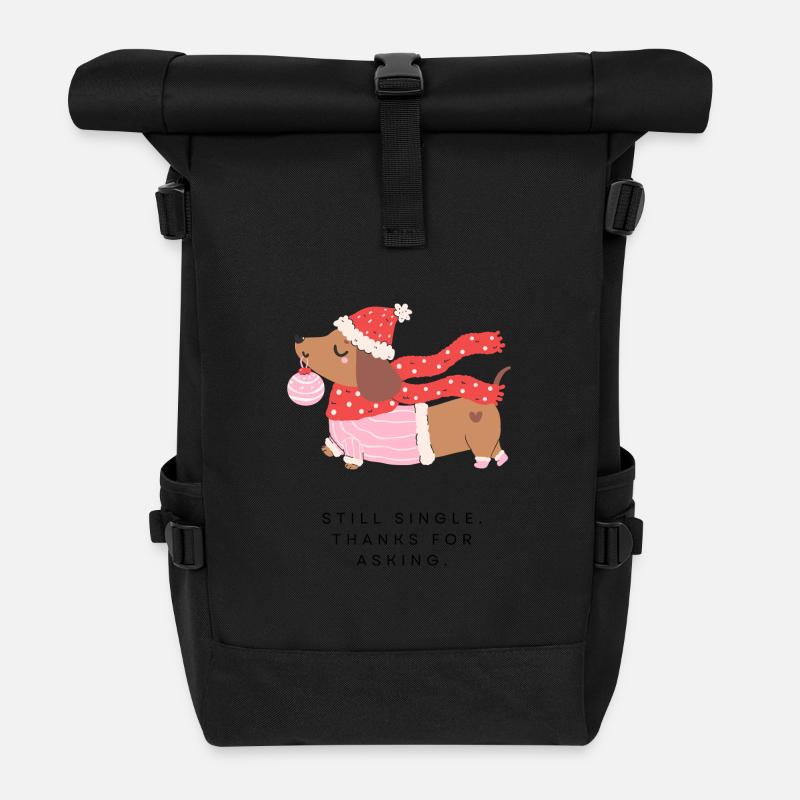 Weihnachtsdackel Ornament - Rolltop Rucksack - Schwarz