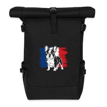 Französische Bulldogge Frenchie mit Sonnenbrille - Rolltop Rucksack - Schwarz - Vorne