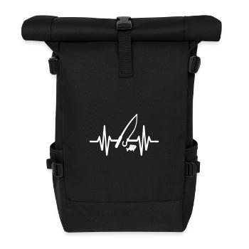 Herzschlag Angeln Fischer Sport - Rolltop Rucksack - Schwarz - Vorne