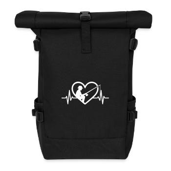 Fishing Fishing Heart - Roll Top Backpack - black - Front