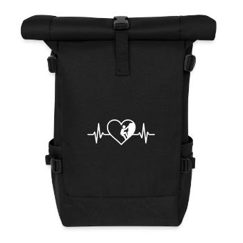 Klettern Sport Kletterer Herz - Rolltop Rucksack - Schwarz - Vorne