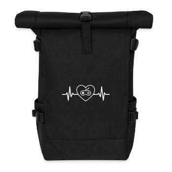 Leidenschaft Videospiele Cœur gamer rétrogaming Gaming - Rolltop Rucksack - Schwarz - Vorne