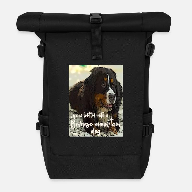 Berner Sennenhund - Rolltop Rucksack - Schwarz
