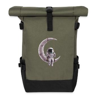 Astronaut On Moon Swing Space Adventure - Roll Top Backpack - olive/black - Front