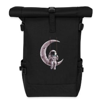 Astronaut Auf Mondschaukel Weltraumabenteuer - Rolltop Rucksack - Schwarz - Vorne