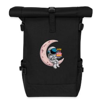 Un astronaute célèbre avec un gâteau sur la lune - Sac à dos roll top - noir - Devant