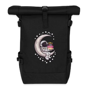 Astronaut celebrates on the moon - Roll Top Backpack - black - Front