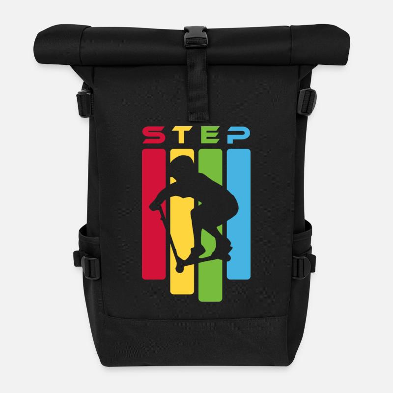 Silhouette d’escalade sur des bandes colorées - Sac à dos roll top - noir