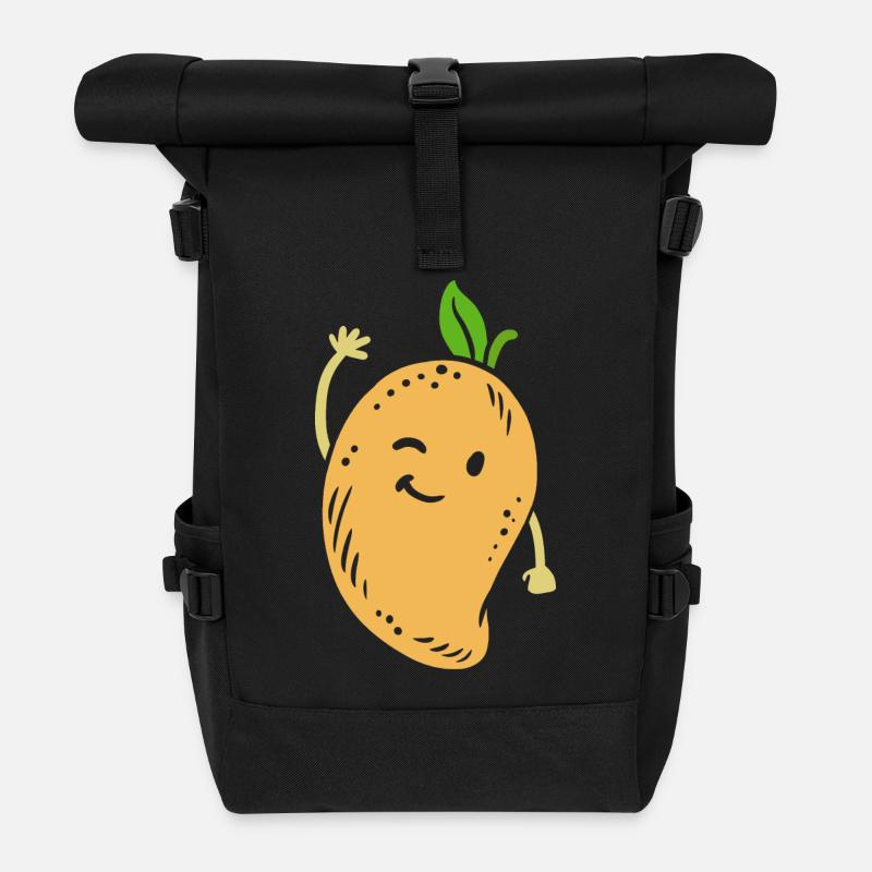 Mango Obst Kawaii - Rolltop Rucksack - Schwarz