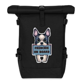 Sticker bouledogue français à bord - Sac à dos roll top - noir - Devant