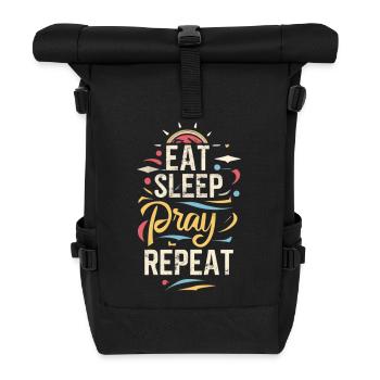 Eat Sleep Pray Repeat Colorful Typo Design - Roll Top Backpack - black - Front