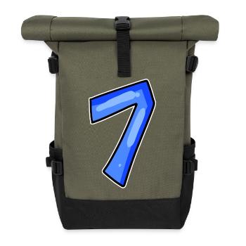 Zahl 7 Nummer - Rolltop Rucksack - Olive/Schwarz - Vorne