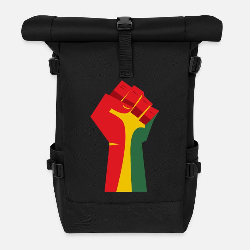 Die erhobene Faust (rot, gelb, grün) - Rolltop Rucksack - Schwarz