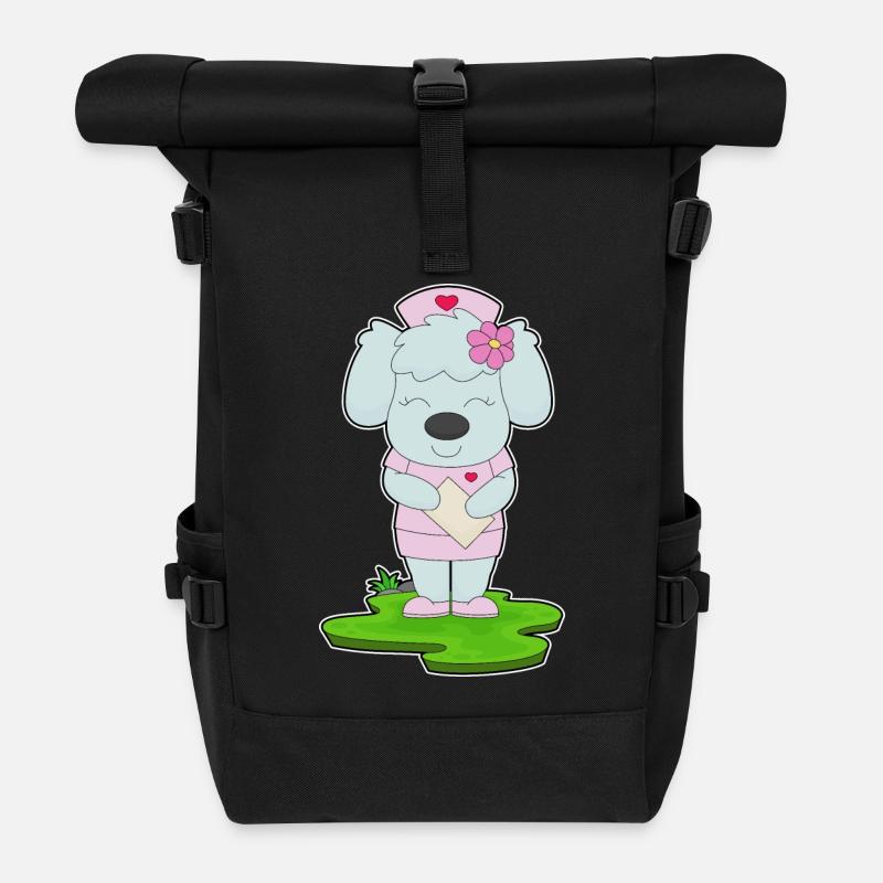 Hund Krankenschwester Blüte - Rolltop Rucksack - Schwarz