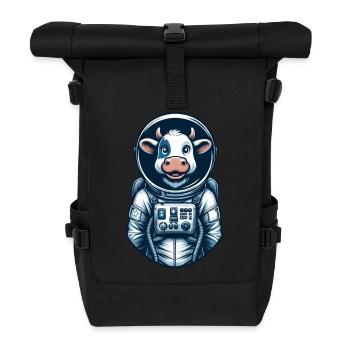 Astronaut Kuh Weltraum Universum Kosmonaut - Rolltop Rucksack - Schwarz - Vorne