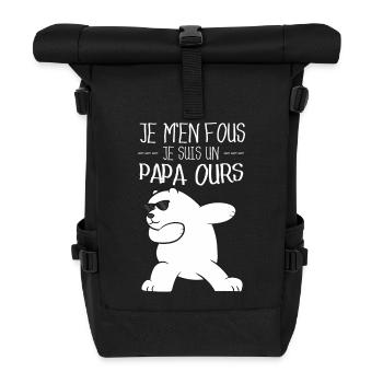 Je M'en Fous Je Suis Un Papa Ours - Fête Des Pères - Sac à dos roll top - noir - Devant
