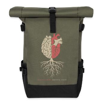 paisible Cœur reconnaissant Yoga Méditation - Sac à dos roll top - olive/noir - Devant
