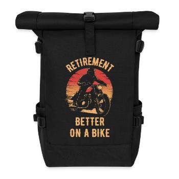 Motorrad Vintage Pensionär Rentner - Rolltop Rucksack - Schwarz - Vorne