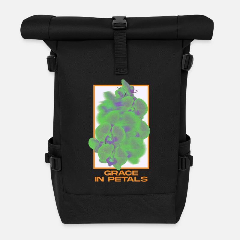Grace in Petals - Floral Art - Rolltop Rucksack - Schwarz