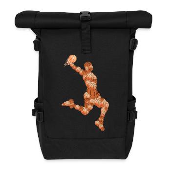 Abstract Basketball Pattern - Roll Top Backpack - black - Front