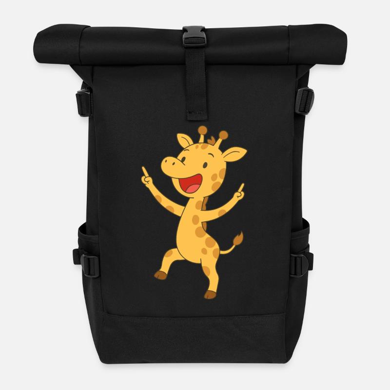 Girafe de bonne humeur - Sac à dos roll top - noir