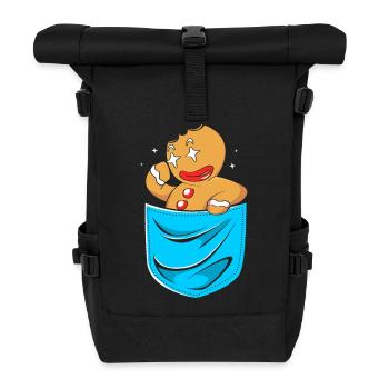 Gingerbread Christmas Gingerbread Man Gingerbread - Roll Top Backpack - black - Front
