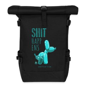 Shit happens, Ballondog  - Rolltop Rucksack - Schwarz - Vorne