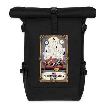 The Procrastination Priest Skelett Aufschieberitis - Rolltop Rucksack - Schwarz - Vorne