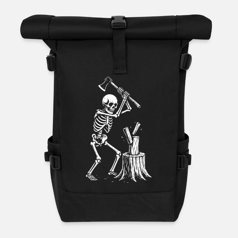 Silhouette du bûcheron squelette - Sac à dos roll top - noir